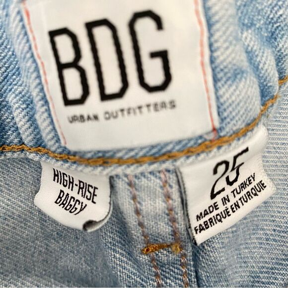 Urban Outfitters BDG High Rise Baggy Jeans Light Wash Destroyed Size 25 - Picture 12 of 15